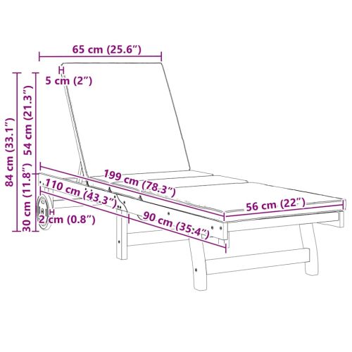 Шезлонг 2 pcs Кафяво 65 x 199 x 84 см Солидно акациево дърво