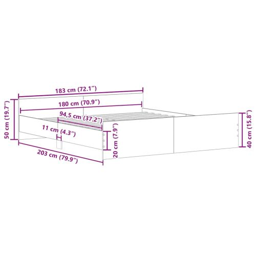Рамка за легло без матрак дъб артизан 180x200см инженерно дърво