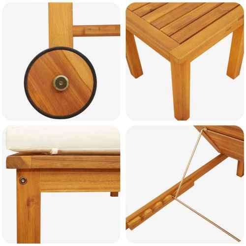 Шезлонг 2 pcs Кафяво Солидно акациево дърво