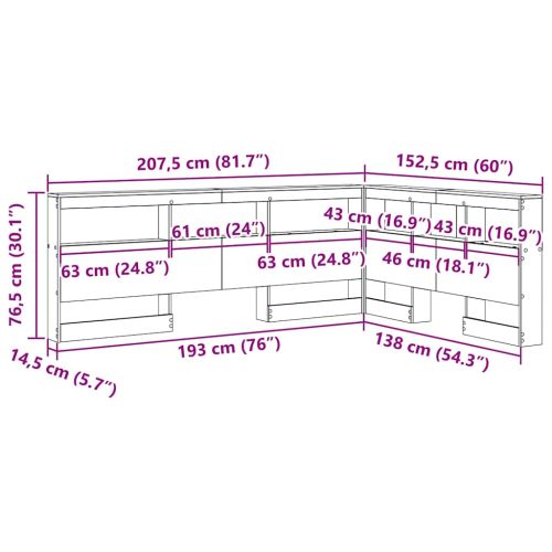 Табла за съхранение с рафт с таблото Дъб 135 cm Инженерно дърво