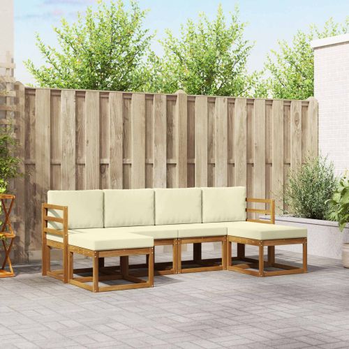 Комплект дивани за открито 6 pcs Натурален и Крема