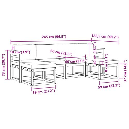 Комплект дивани за открито 6 pcs Натурален и Крема