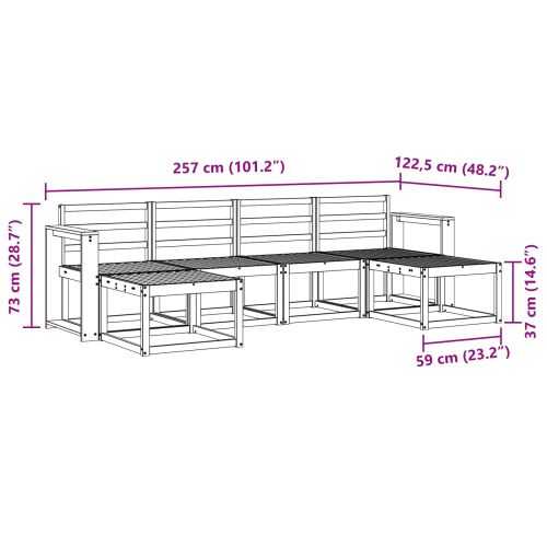 Комплект дивани за открито 6 pcs Естествен Инженерно дърво