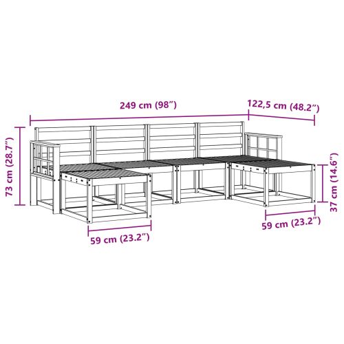 Комплект дивани за открито 6 pcs Естествен Инженерно дърво