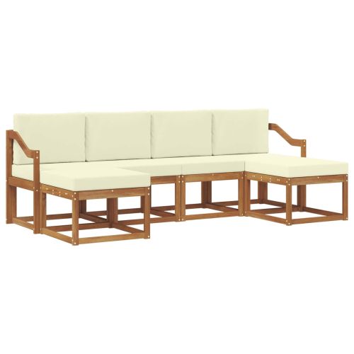 Комплект дивани за открито 6 pcs Натурален и Крема