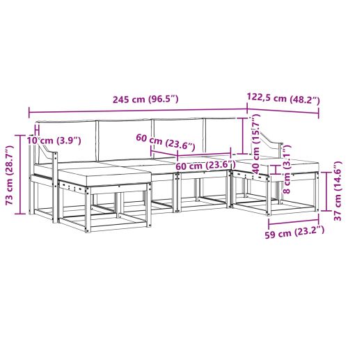 Комплект дивани за открито 6 pcs Натурален и Крема
