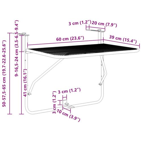 Балконска масичка, зелена, 60x40 см, стомана