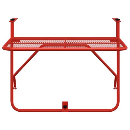 Балконска масичка, червена, 60x40 см, стомана