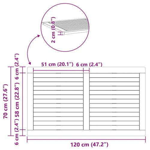 Топ за маса Натурален маслен 120 x 70 x 2 см