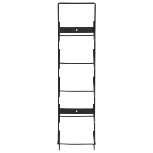 Стойка за вино за 5 бутилки, стенен монтаж, черна, желязо