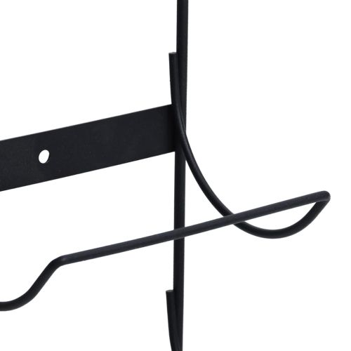 Стойка за вино за 5 бутилки, стенен монтаж, черна, желязо