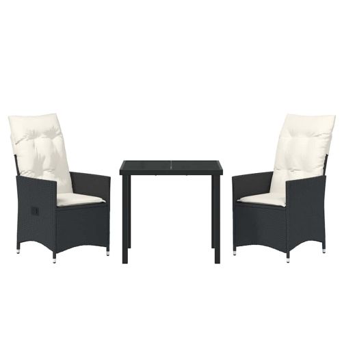 Комплект за хранене в градината 3 pcs Черно полиратан