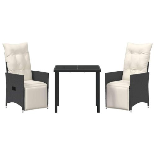 Комплект за хранене в градината 3 pcs Черно полиратан