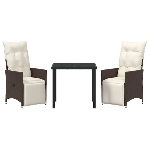 Комплект за хранене в градината 3 pcs Кафяво полиратан