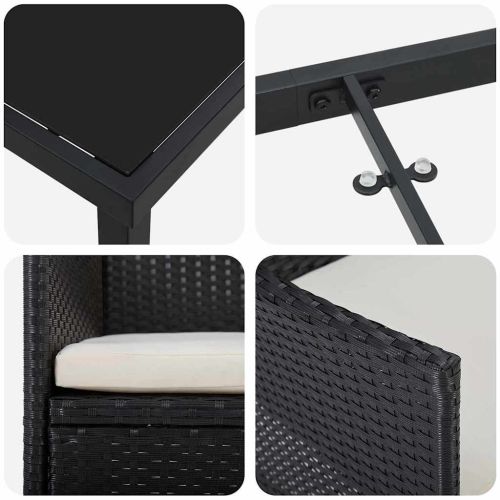 Комплект за хранене в градината 3 pcs Черно полиратан