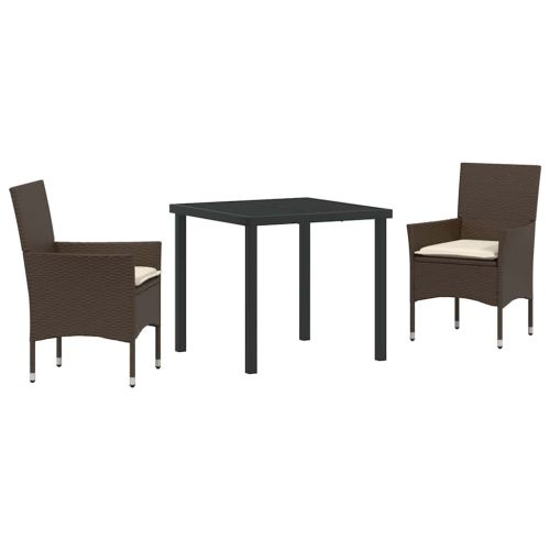 Комплект за хранене в градината 3 pcs Кафяво полиратан