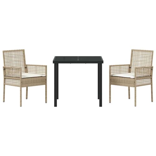 Комплект за хранене в градината 3 pcs Бежово полиратан