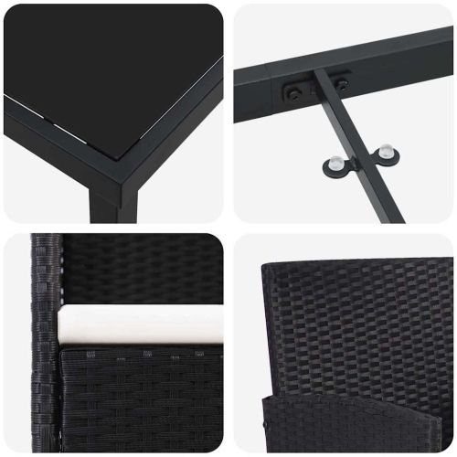 Комплект за хранене в градината 5 pcs Черно полиратан