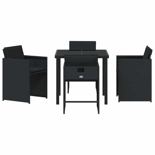 Комплект за хранене в градината 5 pcs Черно полиратан