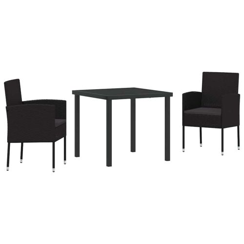 Комплект за хранене в градината 3 pcs Черно полиратан