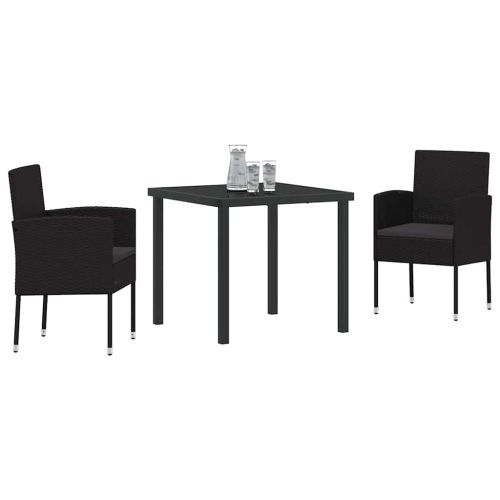 Комплект за хранене в градината 3 pcs Черно полиратан