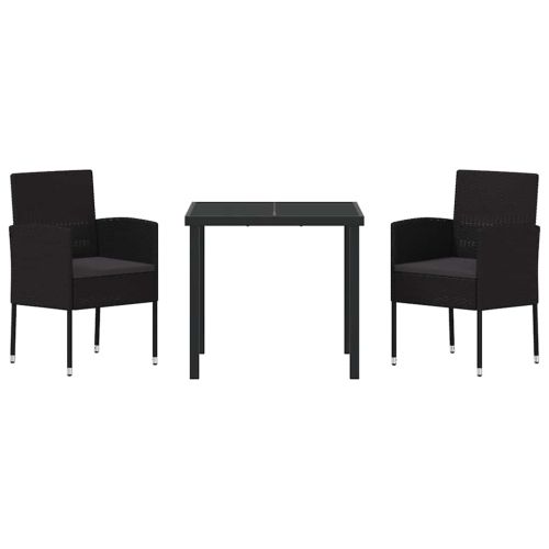 Комплект за хранене в градината 3 pcs Черно полиратан