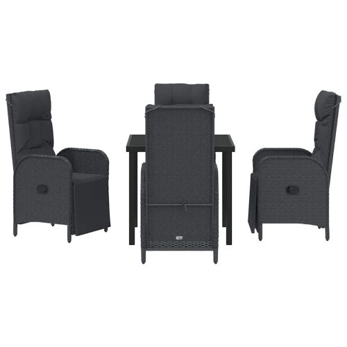 Комплект за хранене в градината 5 pcs Черно полиратан