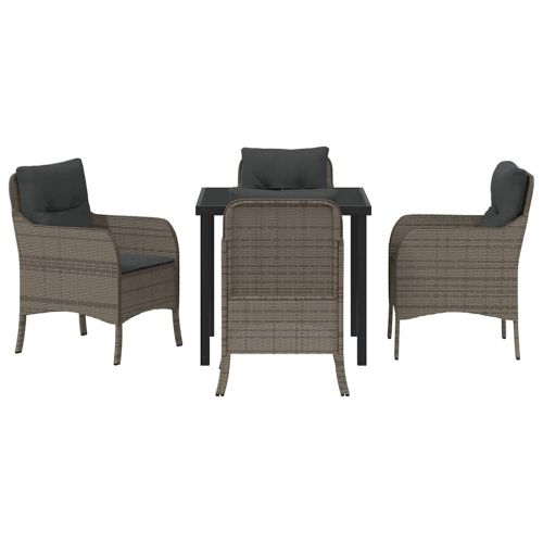 Комплект за хранене в градината 5 pcs Сив полиратан