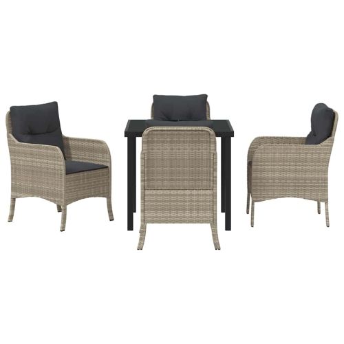 Комплект за хранене в градината 5 pcs Светлосиво полиратан