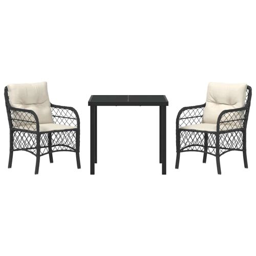 Комплект за хранене в градината 3 pcs Черно полиратан