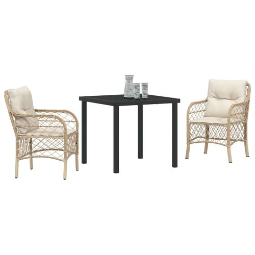 Комплект за хранене в градината 3 pcs Бежово полиратан