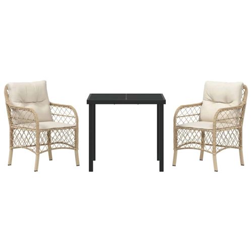 Комплект за хранене в градината 3 pcs Бежово полиратан