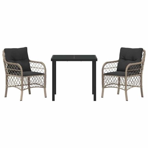 Комплект за хранене в градината 3 pcs Светлосиво полиратан