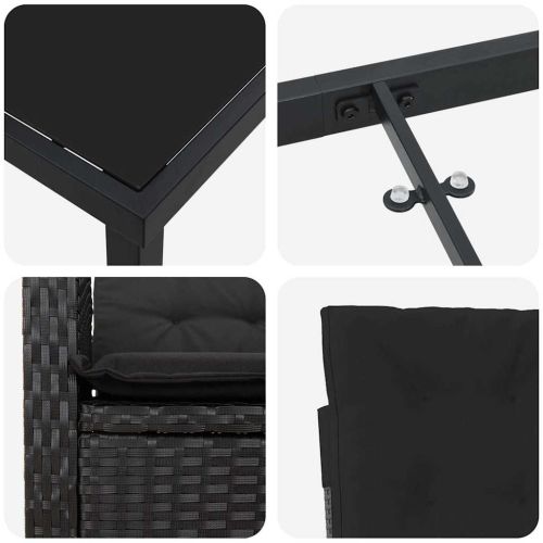 Комплект за хранене в градината 3 pcs Черно полиратан