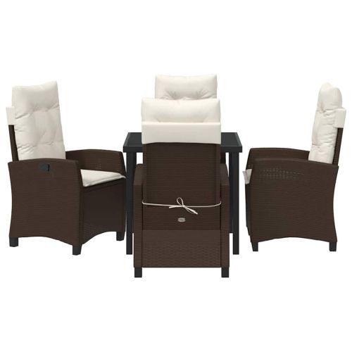 Комплект за хранене в градината 5 pcs Кафяво полиратан