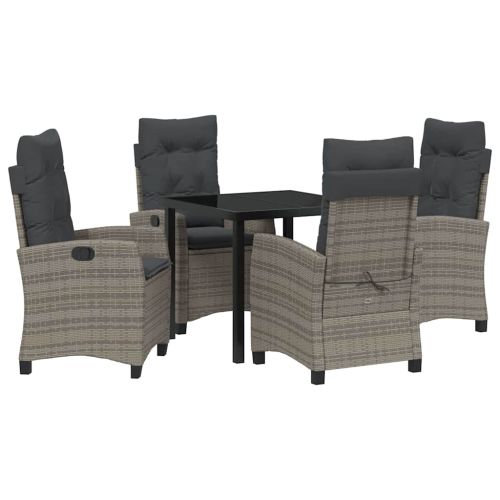 Комплект за хранене в градината 5 pcs Сив полиратан