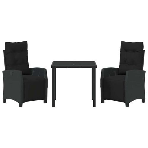 Комплект за хранене в градината 3 pcs Черно полиратан