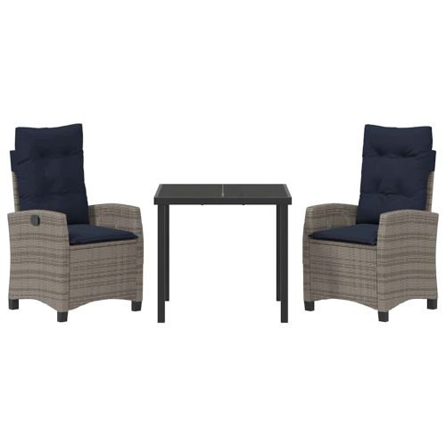 Комплект за хранене в градината 3 pcs Сив полиратан