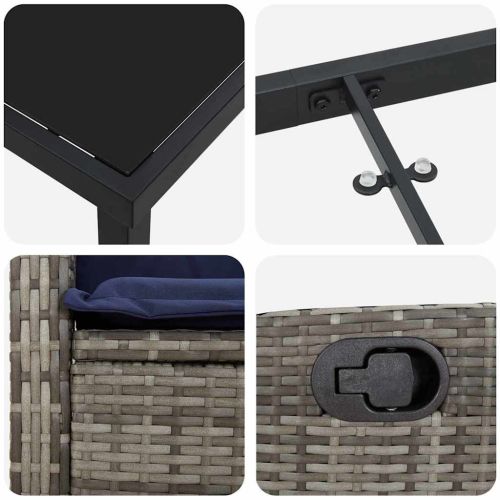 Комплект за хранене в градината 3 pcs Сив полиратан