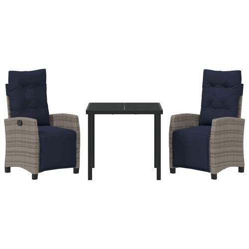 Комплект за хранене в градината 3 pcs Сив полиратан