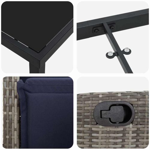 Комплект за хранене в градината 3 pcs Сив полиратан