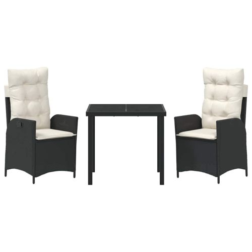 Комплект за хранене в градината 3 pcs Черно полиратан