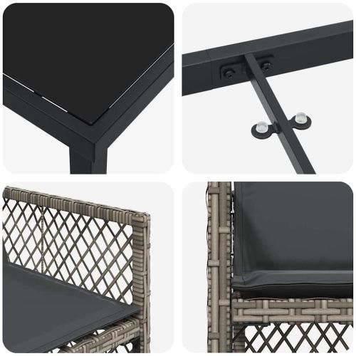 Комплект за хранене в градината 5 pcs Сив полиратан