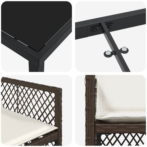 Комплект за хранене в градината 5 pcs Кафяво полиратан