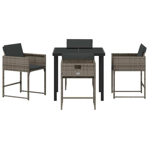 Комплект за хранене в градината 5 pcs Сив полиратан