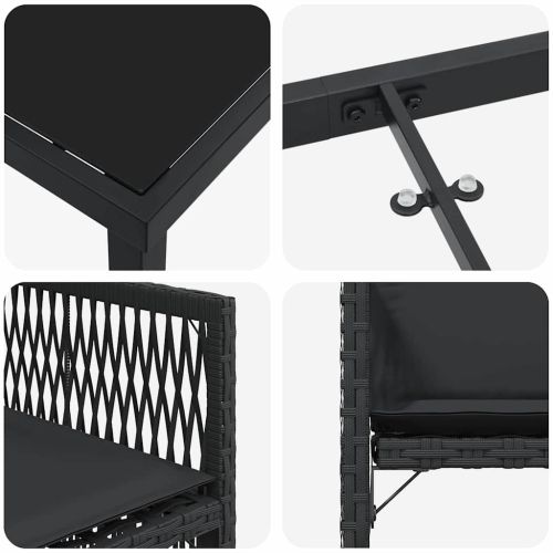 Комплект за хранене в градината 5 pcs Черно полиратан