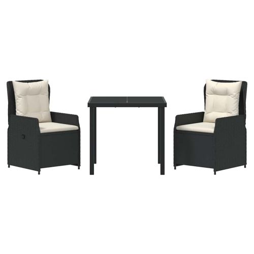 Комплект за хранене в градината 3 pcs Черно полиратан