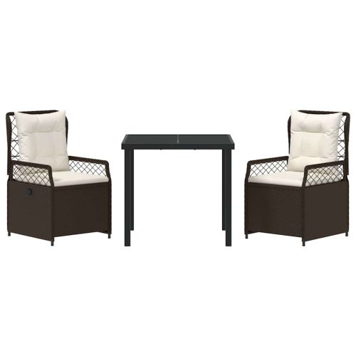 Комплект за хранене в градината 3 pcs Кафяво полиратан