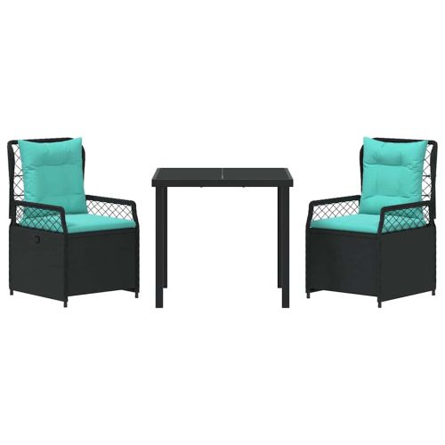 Комплект за хранене в градината 3 pcs Черно полиратан