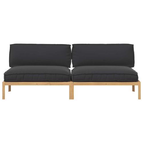 Комплект дивани Едноцветен 2 pcs Черно Солидно акациево дърво